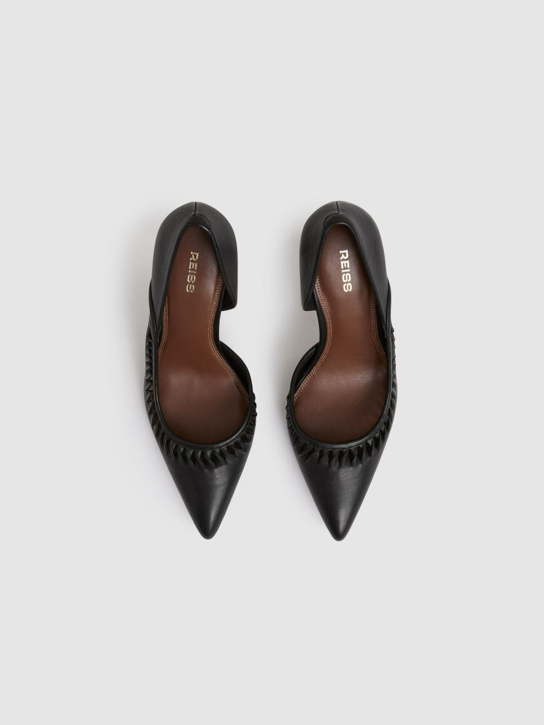 Leather Twist Detail Court Shoes Black | Women