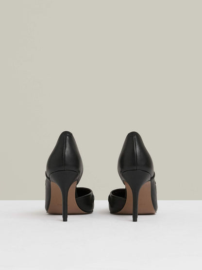 Leather Twist Detail Court Shoes Black | Women