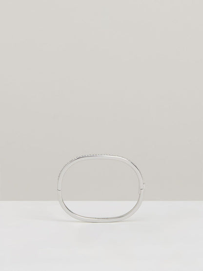 Hinged Crystal Cuff Silver | Women
