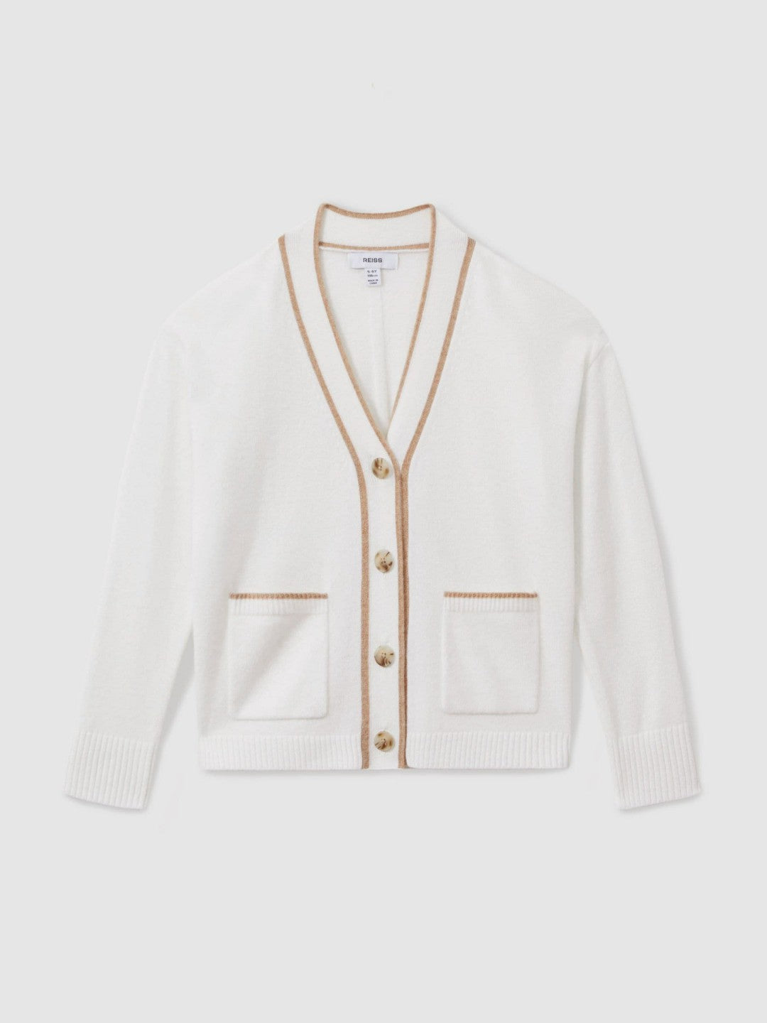 9-13 yrs Wool-Blend Tipped Cardigan Cream | Children & Baby