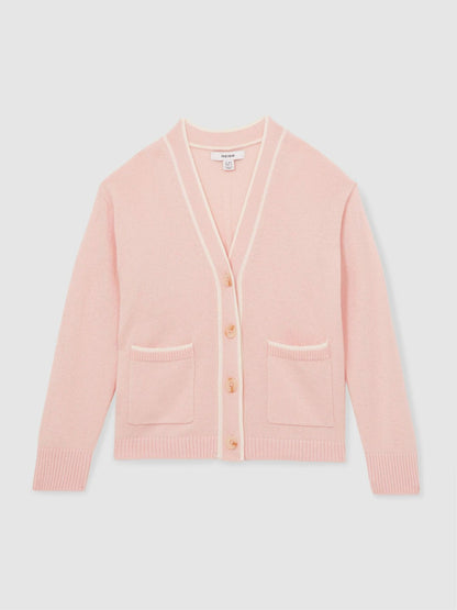4-9 yrs Wool-Blend Stripe-Detail Cardigan With Cashmere Pink | Children & Baby