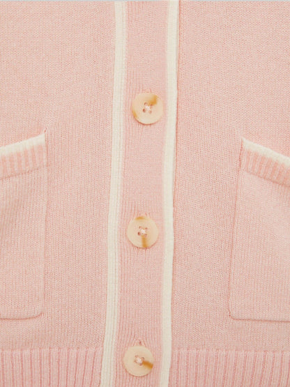 4-9 yrs Wool-Blend Stripe-Detail Cardigan With Cashmere Pink | Children & Baby