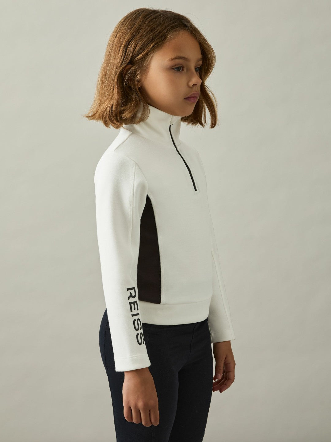 13-14 yrs Funnel-Neck Base-Layer Top White/Black | Children & Baby
