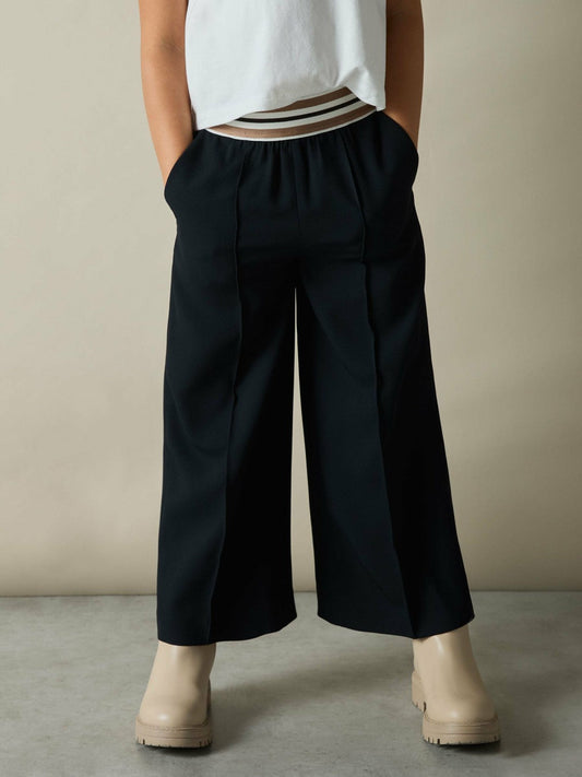 9-13 yrs Stripe-Waistband Wide-Leg Trousers Navy | Children & Baby