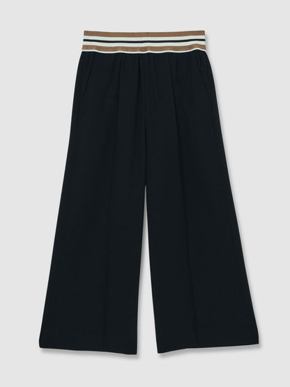 9-13 yrs Stripe-Waistband Wide-Leg Trousers Navy | Children & Baby