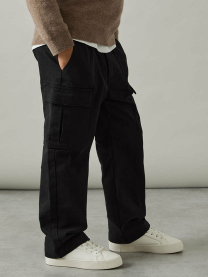 3-9 yrs 100% Cotton Straight Leg Cargo Trousers Black | Children & Baby