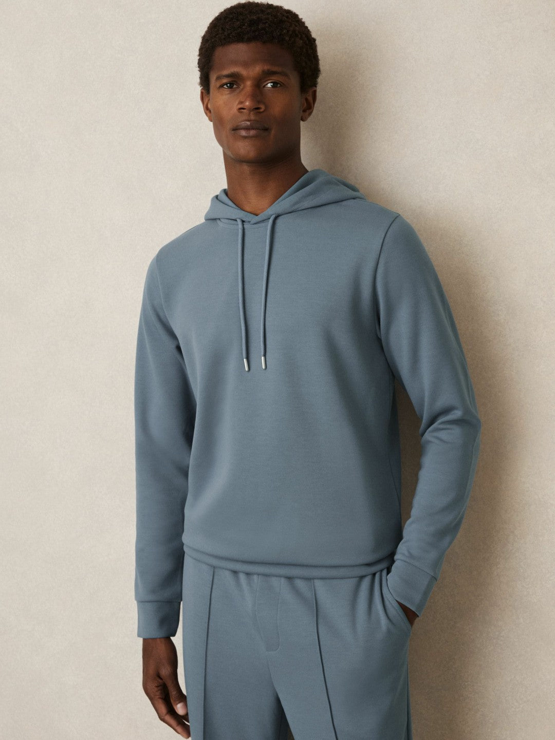 Interlock Jersey Drawstring Hoodie Airforce Blue | Men