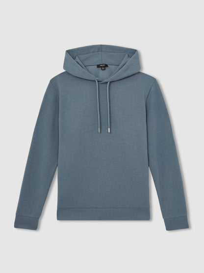 Interlock Jersey Drawstring Hoodie Airforce Blue | Men