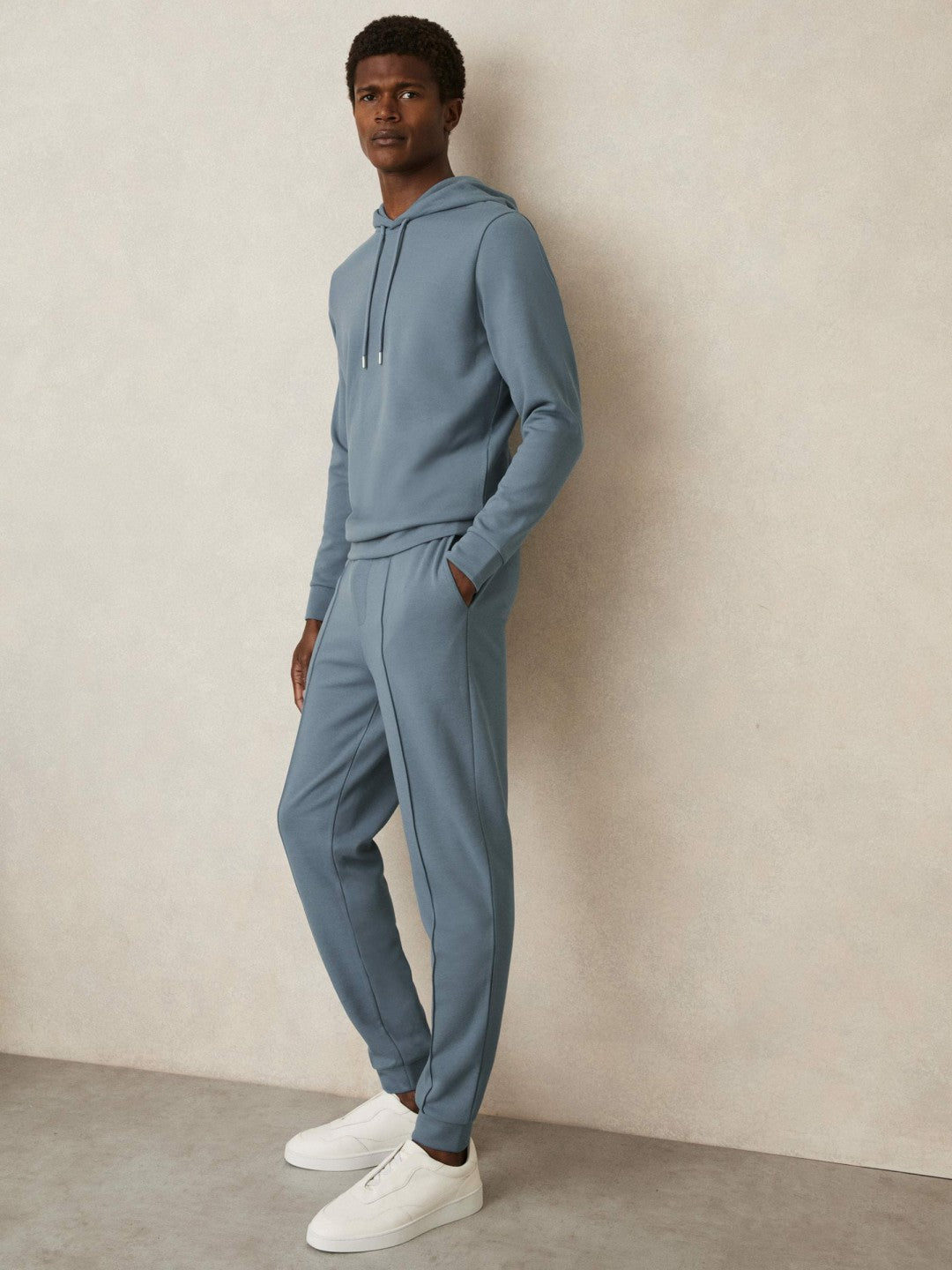 Interlock Jersey Drawstring Hoodie Airforce Blue | Men