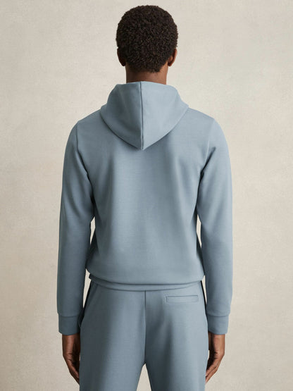 Interlock Jersey Drawstring Hoodie Airforce Blue | Men