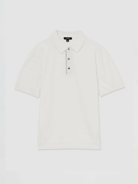 Contrast-Placket Polo Shirt With Cotton White | Men