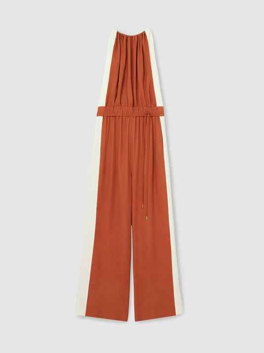 Colour-Block Rope-Cord Jumpsuit Orange | Women