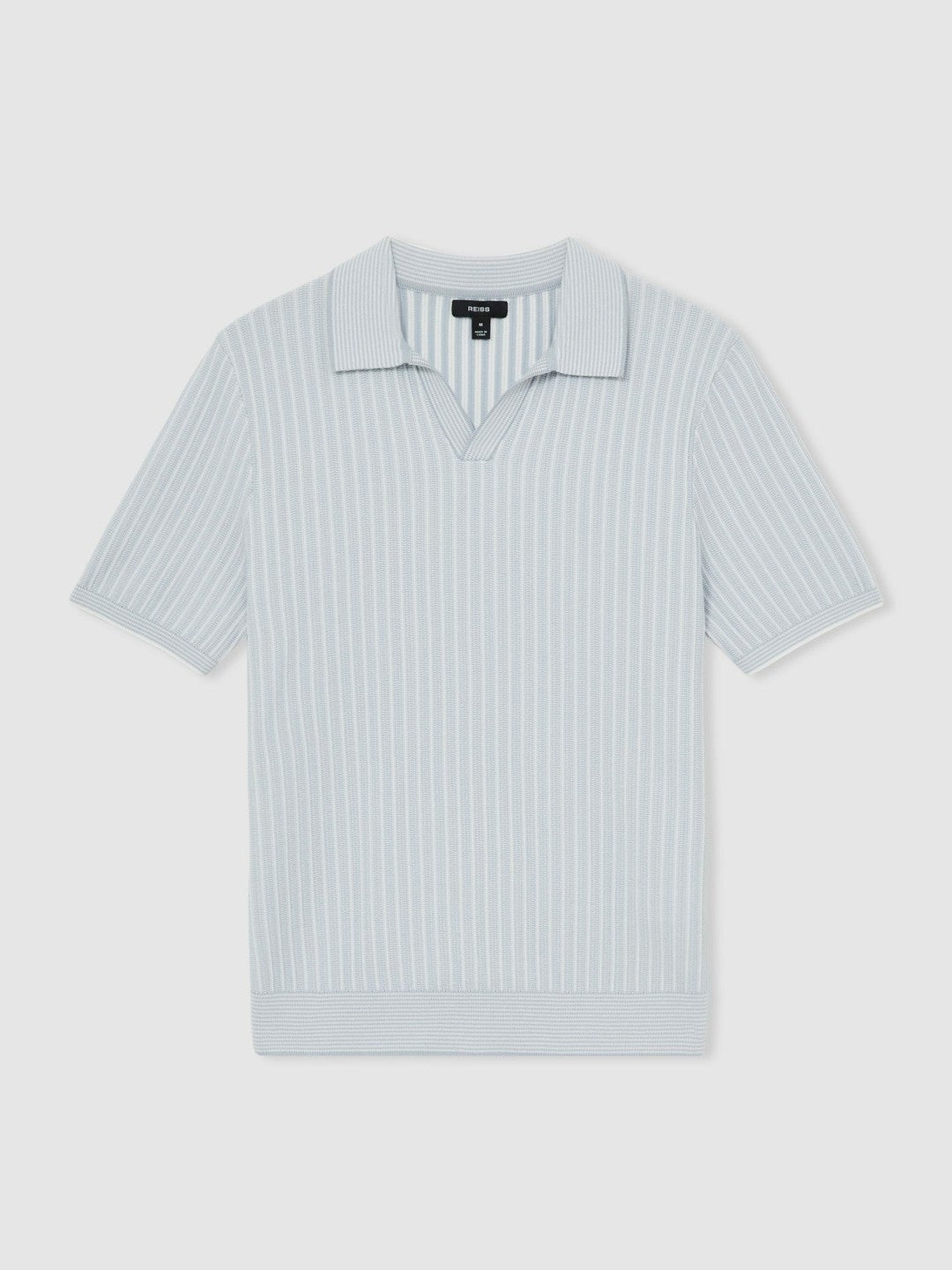 Open-Collar Textured Polo Shirt Soft Blue/White | Men
