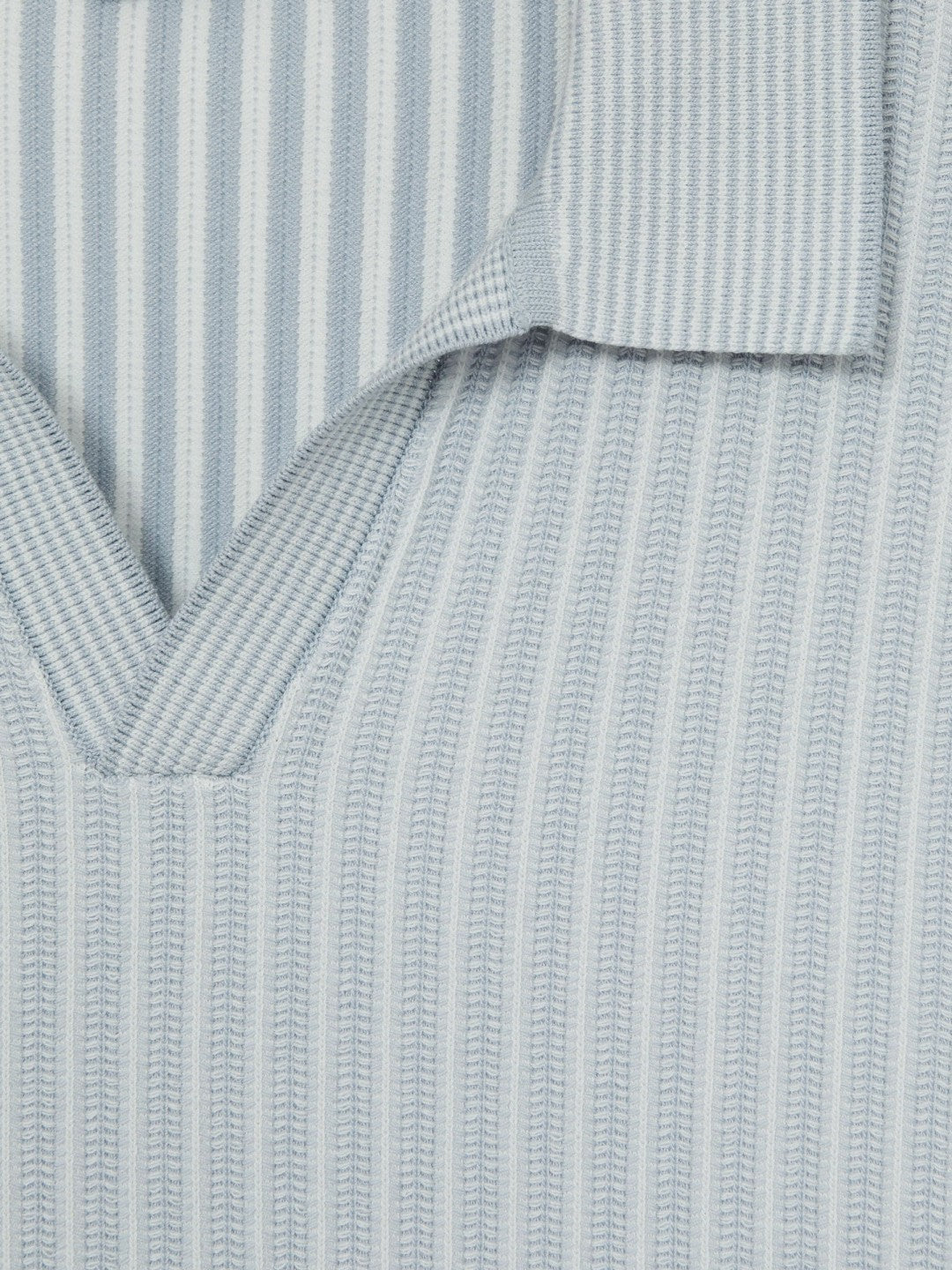 Open-Collar Textured Polo Shirt Soft Blue/White | Men