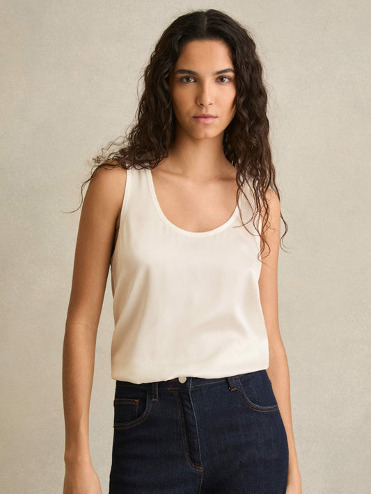 Silk-Front Cami Top White | Women