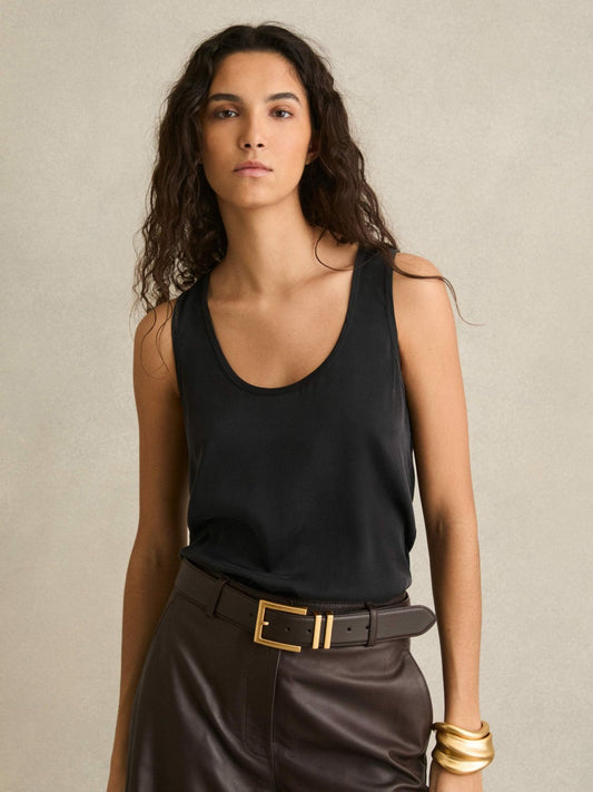Silk-Front Cami Top Black | Women