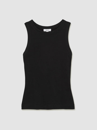 Stretch-Cotton Racerback Vest Black | Women