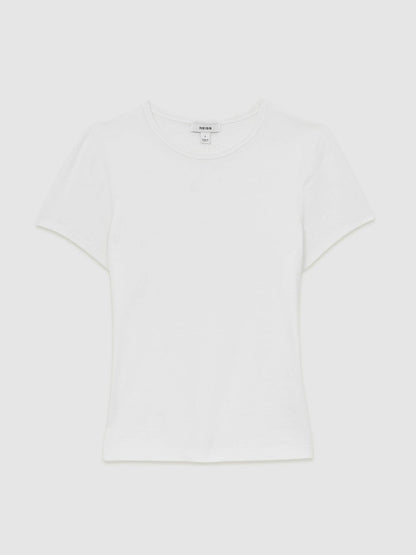 Stretch-Cotton Crew-Neck T-Shirt White | Women