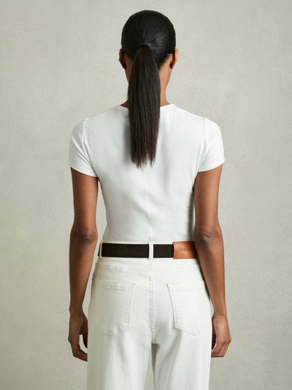 Stretch-Cotton Crew-Neck T-Shirt White | Women