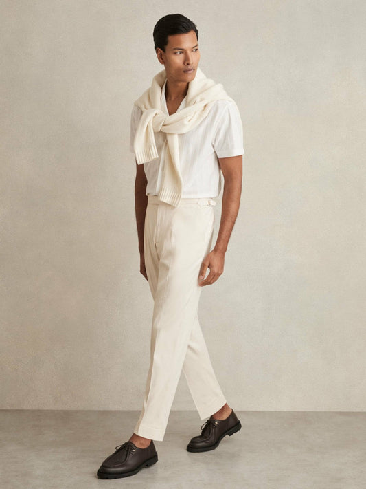 Cotton-Blend Tapered Trousers Stone | Men