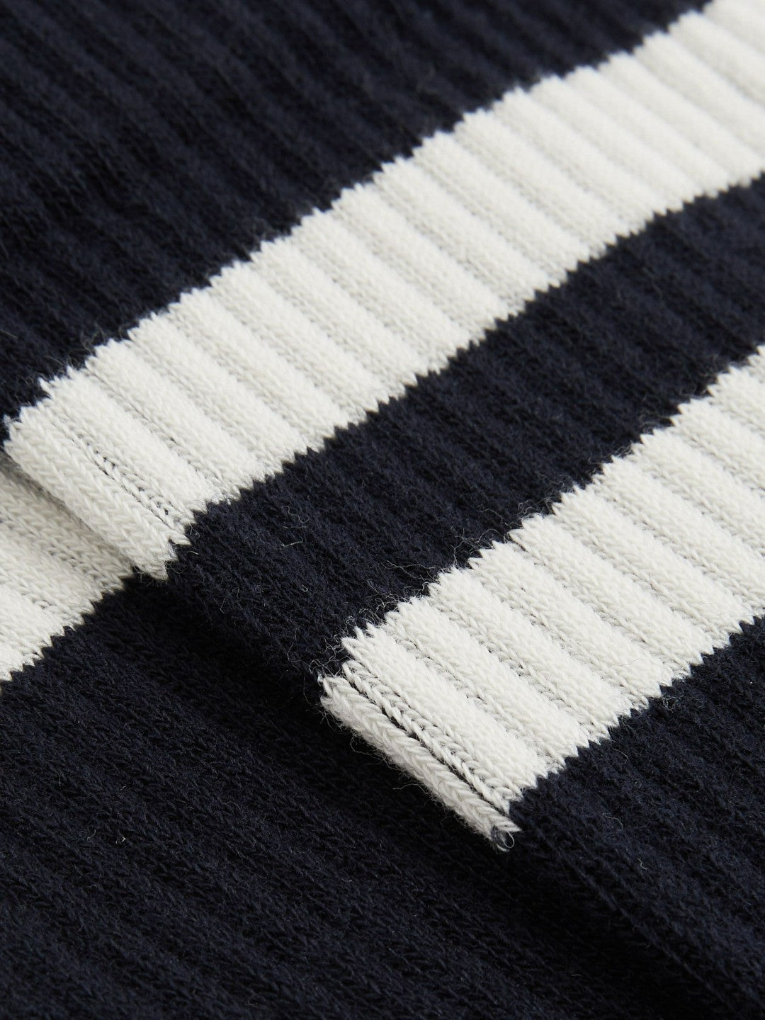 Cotton-Blend Double-Stripe Socks Navy/Ecru | Men