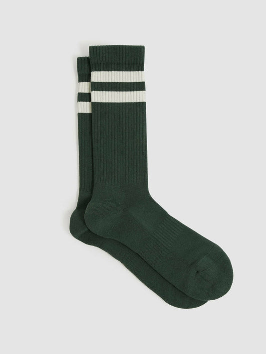 Cotton-Blend Double-Stripe Socks Pine Green/Ecru | Men