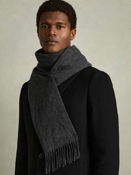 Wool and Cashmere Scarf Charcoal | Men