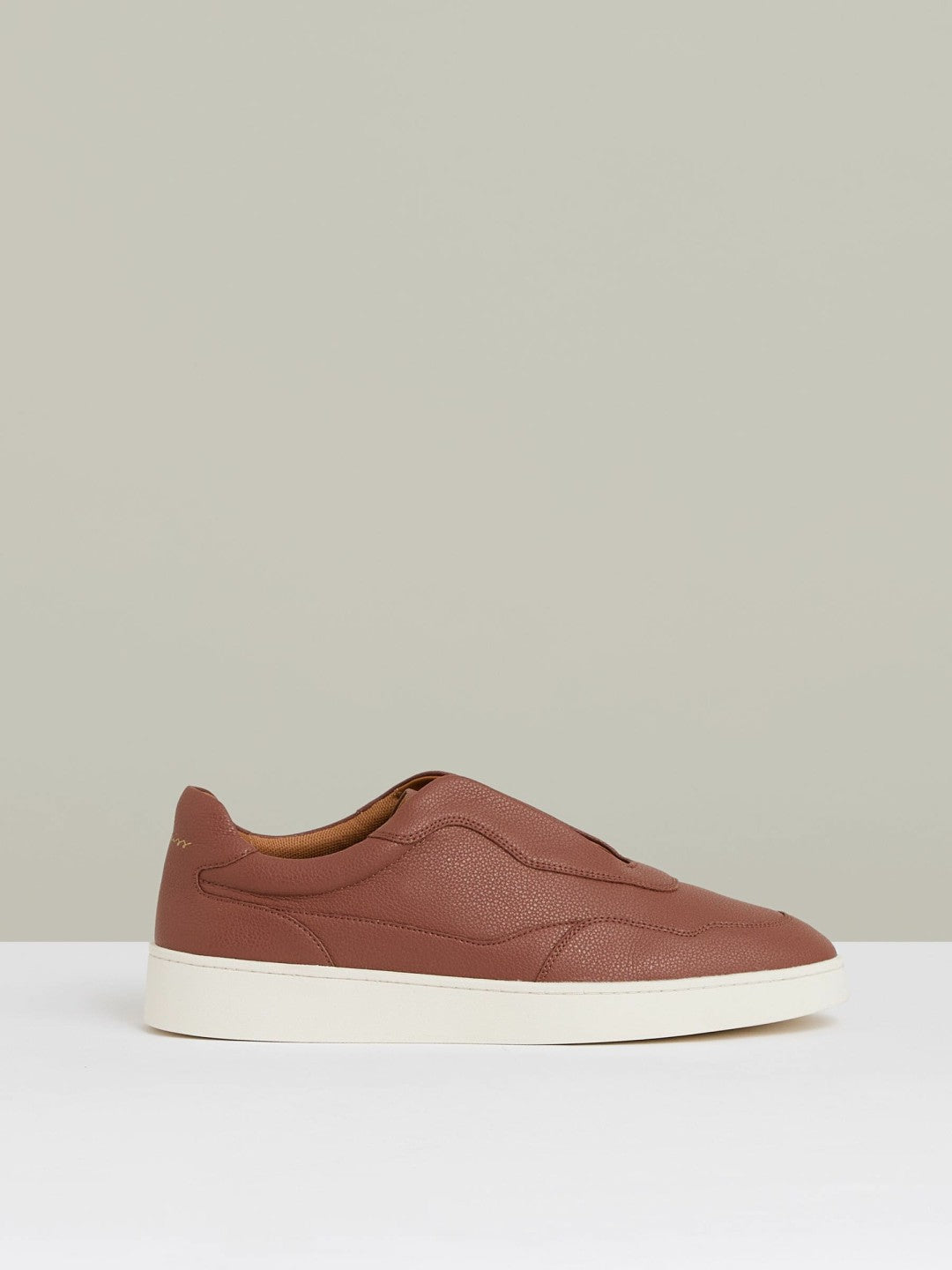 Leather Elasticated-Lace Trainers Terracotta Brown | Men