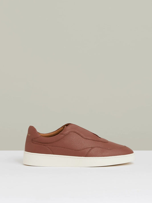 Leather Elasticated-Lace Trainers Terracotta Brown | Men
