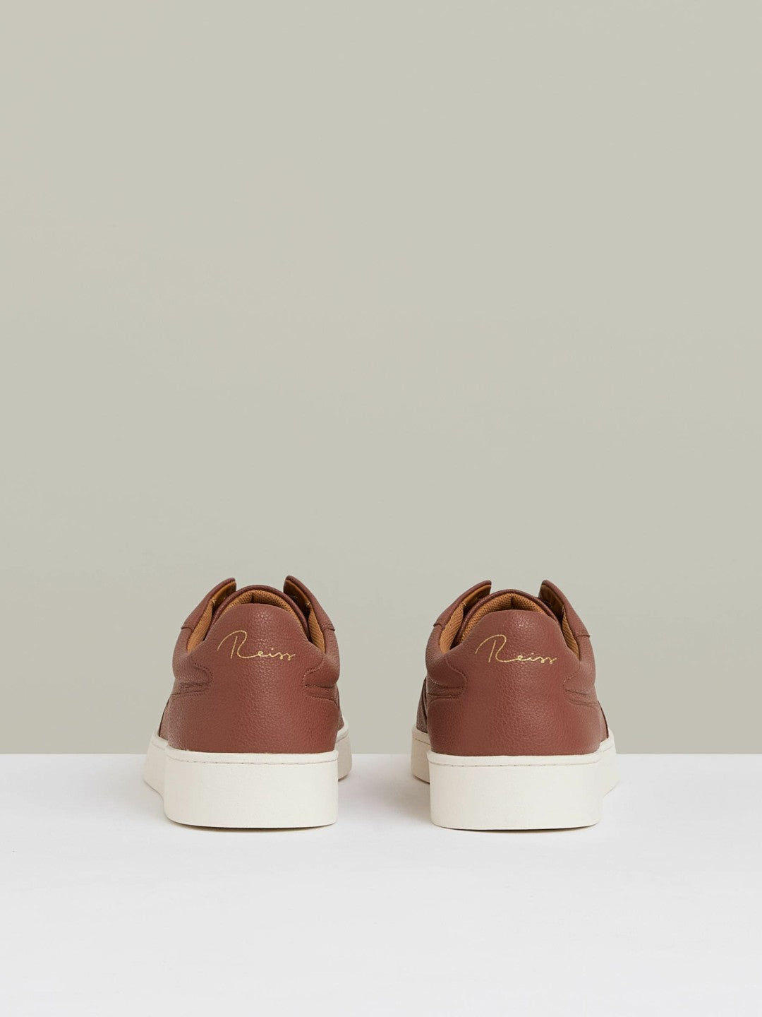 Leather Elasticated-Lace Trainers Terracotta Brown | Men