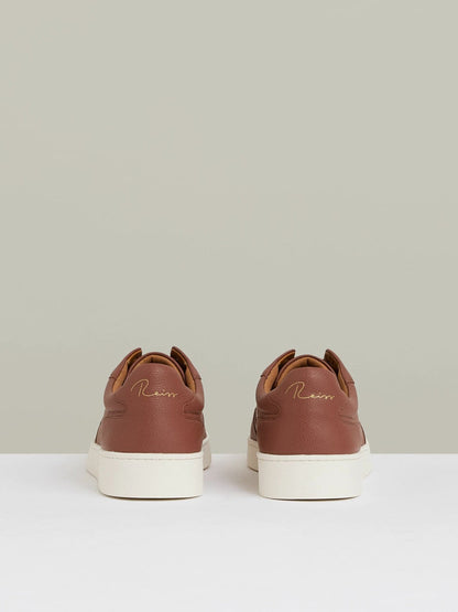 Leather Elasticated-Lace Trainers Terracotta Brown | Men