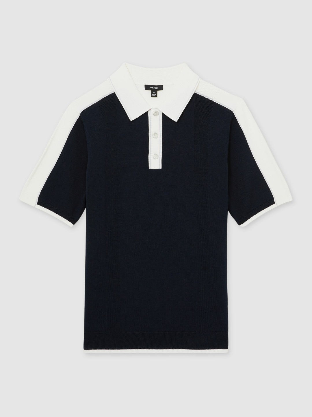 Colour-Block Knit Polo Shirt Navy/White | Men