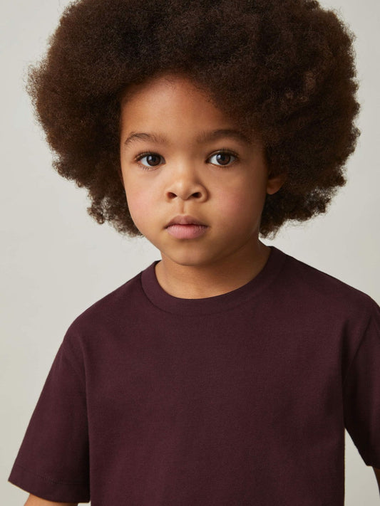 9-13 yrs Cotton Crew-Neck T-Shirt Bordeaux | Children & Baby
