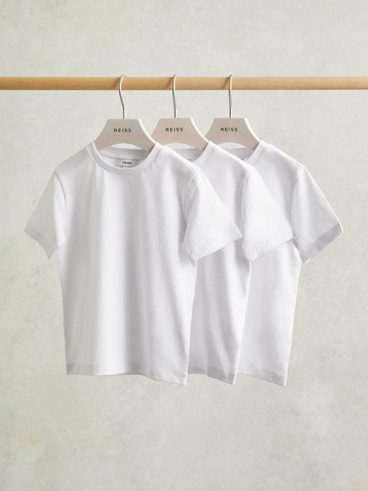Cotton Crew-Neck T-Shirts 3 Pack White | Children & Baby