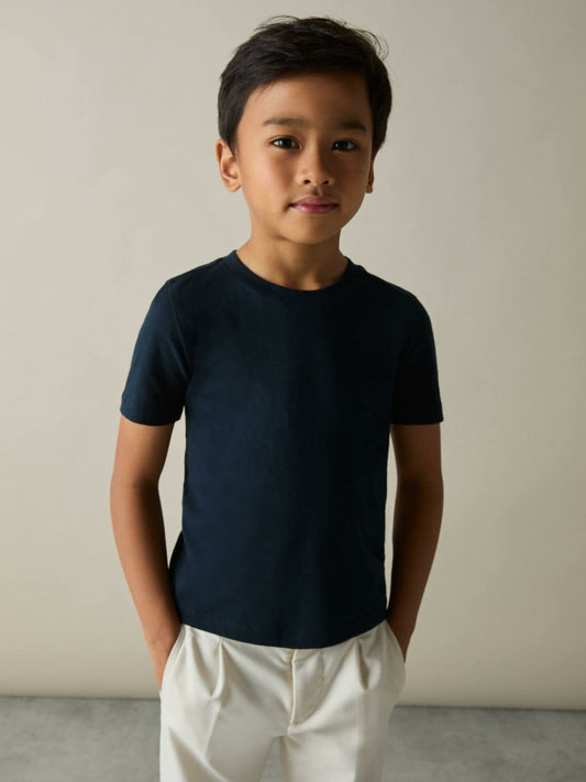 3-9 yrs Cotton Crew-Neck T-Shirts 3 Pack White/Navy/Soft Grey | Children & Baby