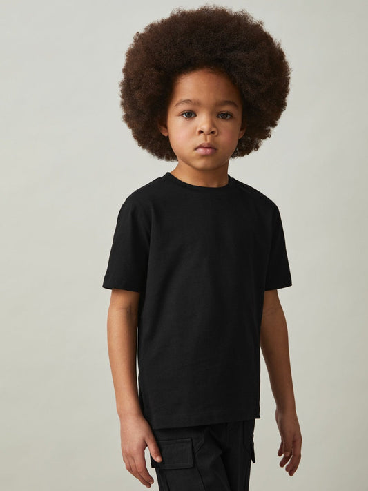 9-13 yrs Cotton Crew-Neck T-Shirt Black | Children & Baby