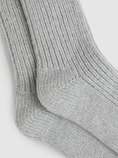 Rib-Knit Socks With Cashmere Grey | Women