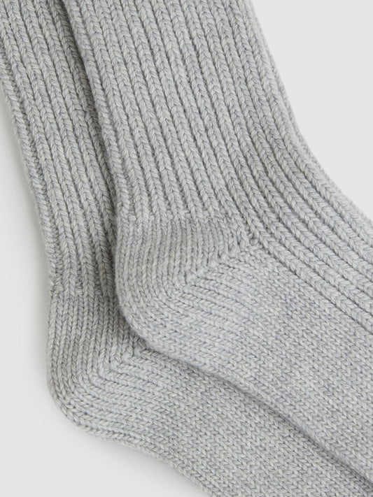 Rib-Knit Socks With Cashmere Grey | Women