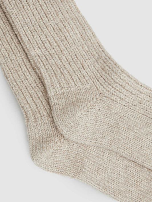 Rib-Knit Socks With Cashmere Oatmeal | Women
