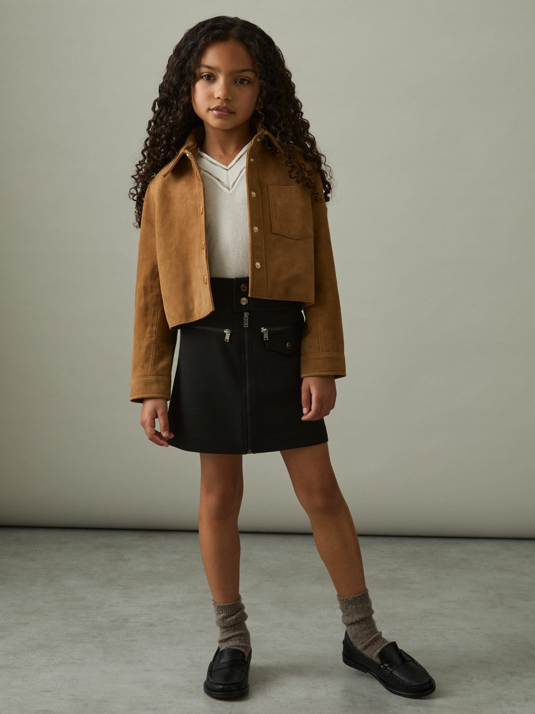 13-14 yrs Piqué Zip-Detail Mini Skirt Black | Children & Baby