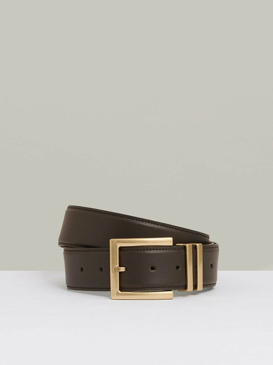 Leather Square Buckle Belt Chocolate | Women