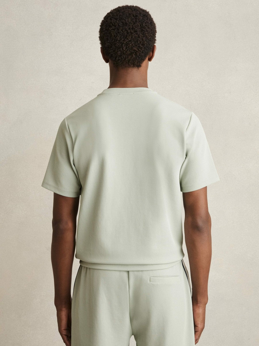 Textured Crew-Neck T-Shirt Sage Green | Men