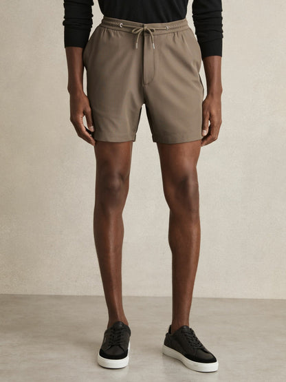 Textured Drawstring Shorts Mocha Brown | Men