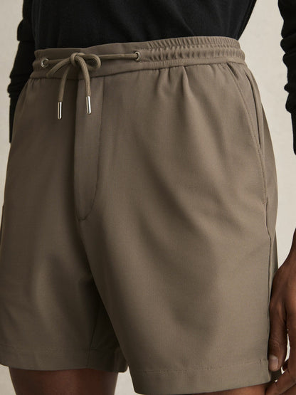 Textured Drawstring Shorts Mocha Brown | Men