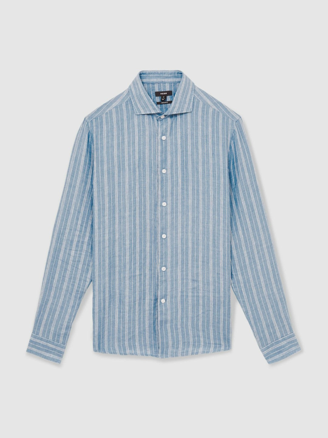 Linen Striped Long Sleeve Shirt Airforce Blue/White Bengal Stripe | Men