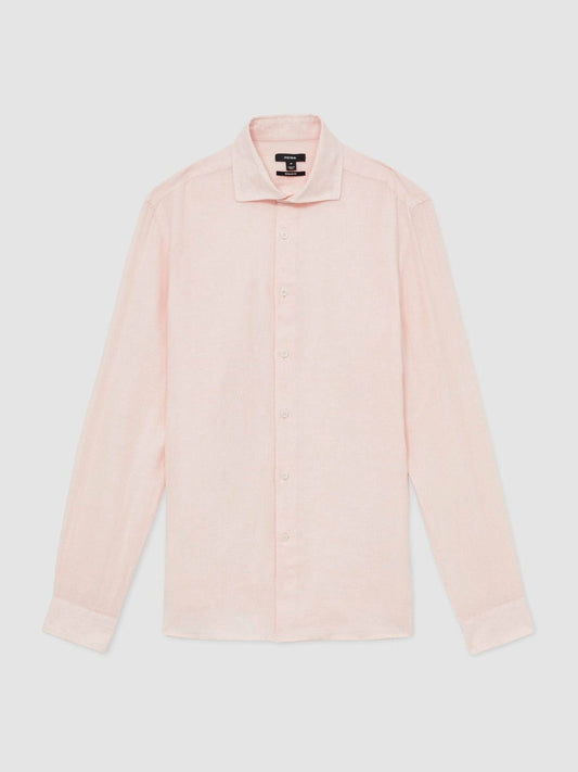 Linen Button-Through Shirt Prep Pink | Men