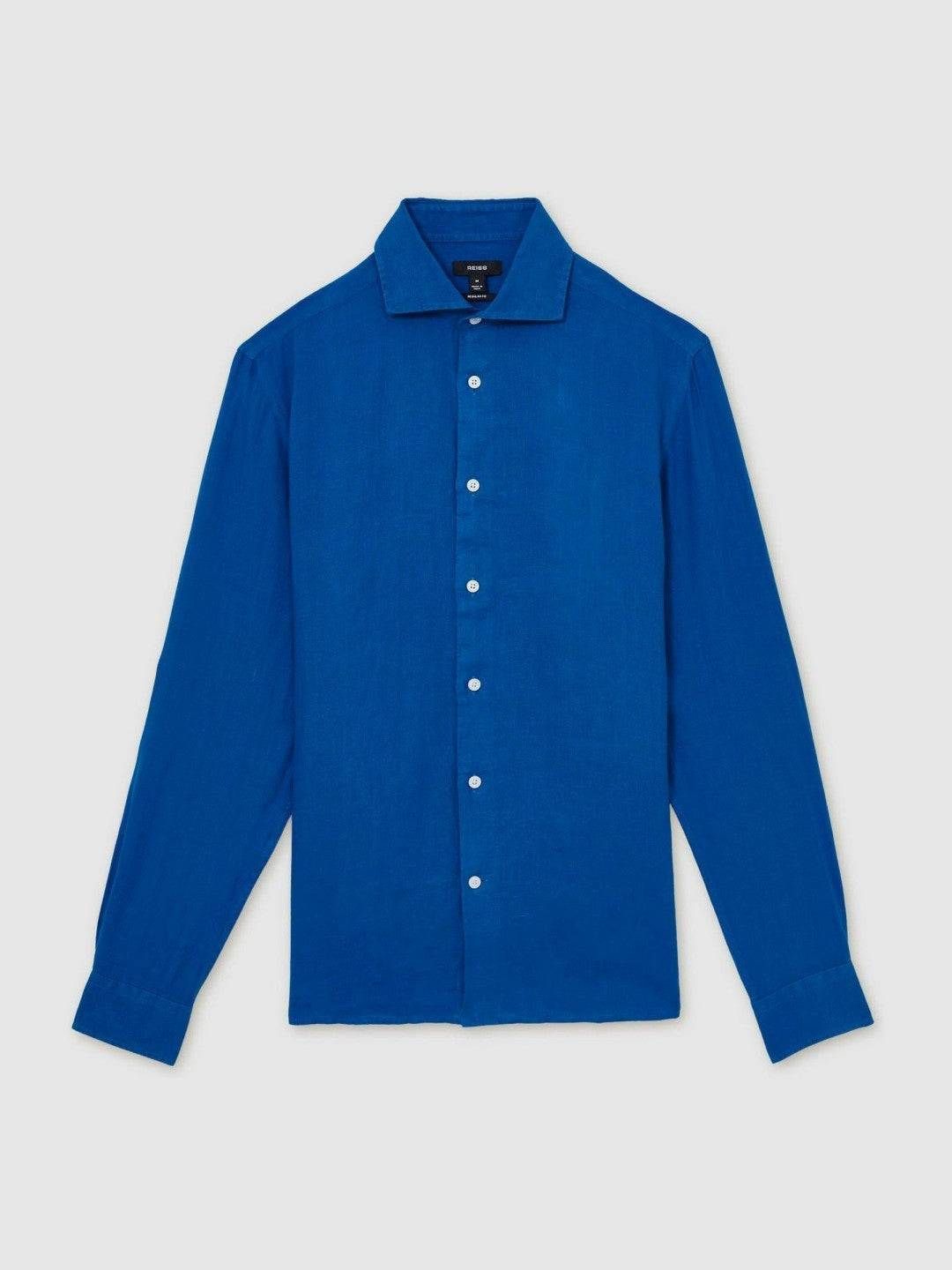 Linen Button-Through Shirt Bright Blue | Men