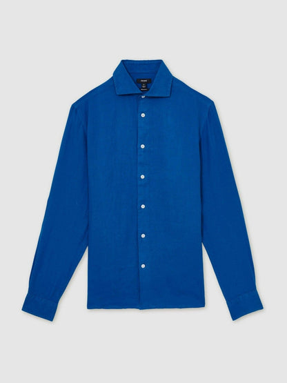 Linen Button-Through Shirt Bright Blue | Men