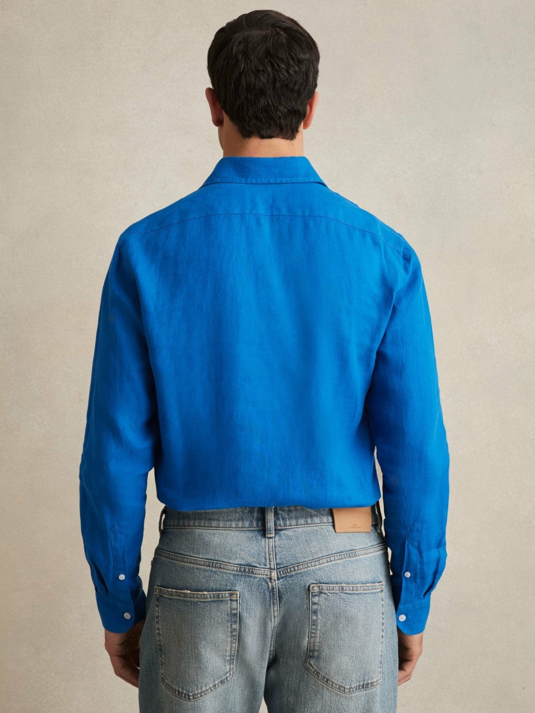 Linen Button-Through Shirt Bright Blue | Men