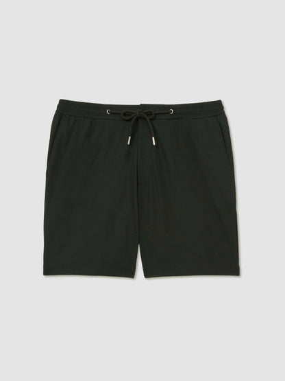 Textured Drawstring Shorts Dark Green | Men